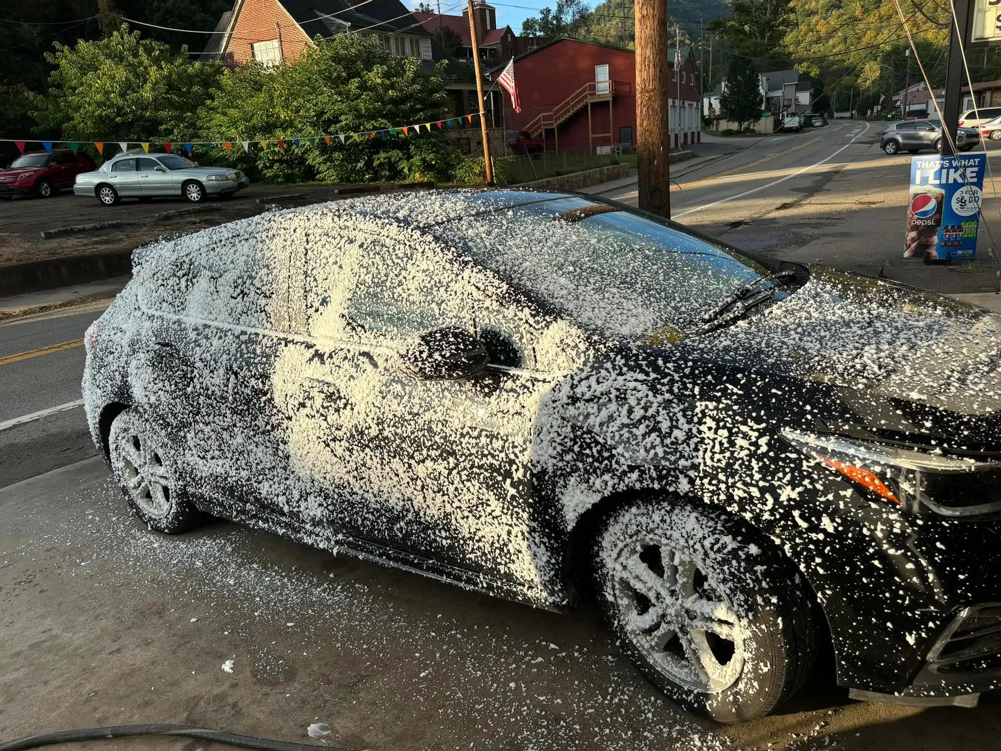 Car being washed